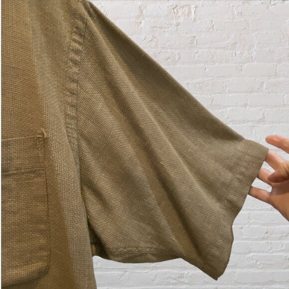 NAUTICA -- Men's Shirt, Linen, Short Sleeved Button Down, Collar, Beige, Pocket - Picture 6 of 9